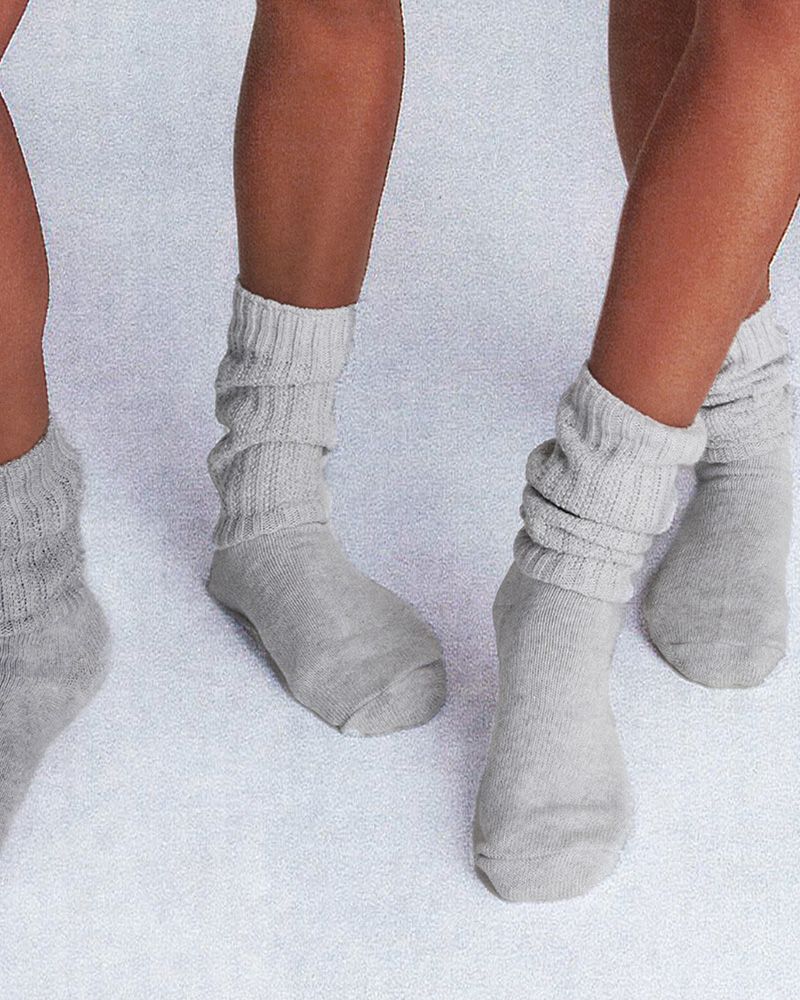 Womens Slouch Socks 3 Pack - Black / White / Grey